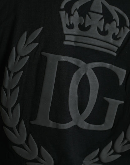 Dolce &amp;amp; Gabbana svart t-shirt med präglad logotyp och rund halsringning, korta ärmar