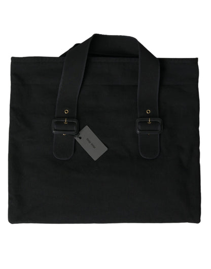 Miu Miu svart canvas denim logotyp axelväska