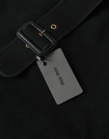 Miu Miu svart canvas denim logotyp axelväska
