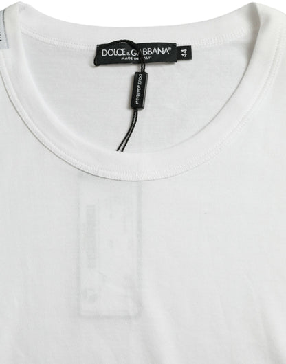 Dolce &amp;amp; Gabbana Vit Logotyp Rundringad Kortärmad T-shirt