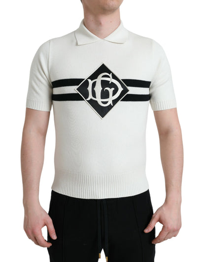 Dolce &amp;amp; Gabbana Vit DG Logotypkrage Henleyskjorta T-shirt