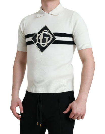 Dolce &amp;amp; Gabbana Vit DG Logotypkrage Henleyskjorta T-shirt