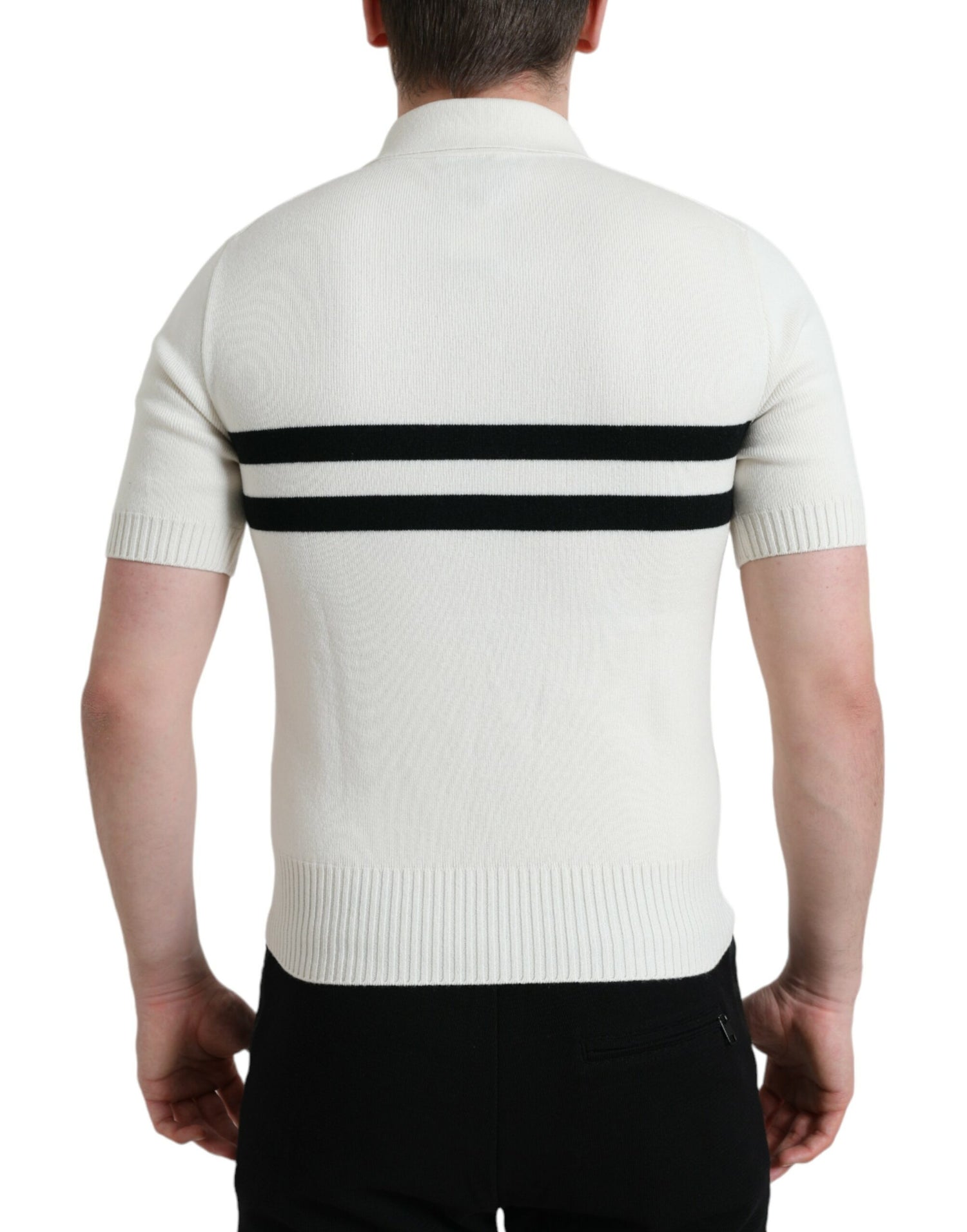 Dolce &amp;amp; Gabbana Vit DG Logotypkrage Henleyskjorta T-shirt
