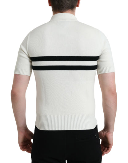 Dolce &amp;amp; Gabbana Vit DG Logotypkrage Henleyskjorta T-shirt