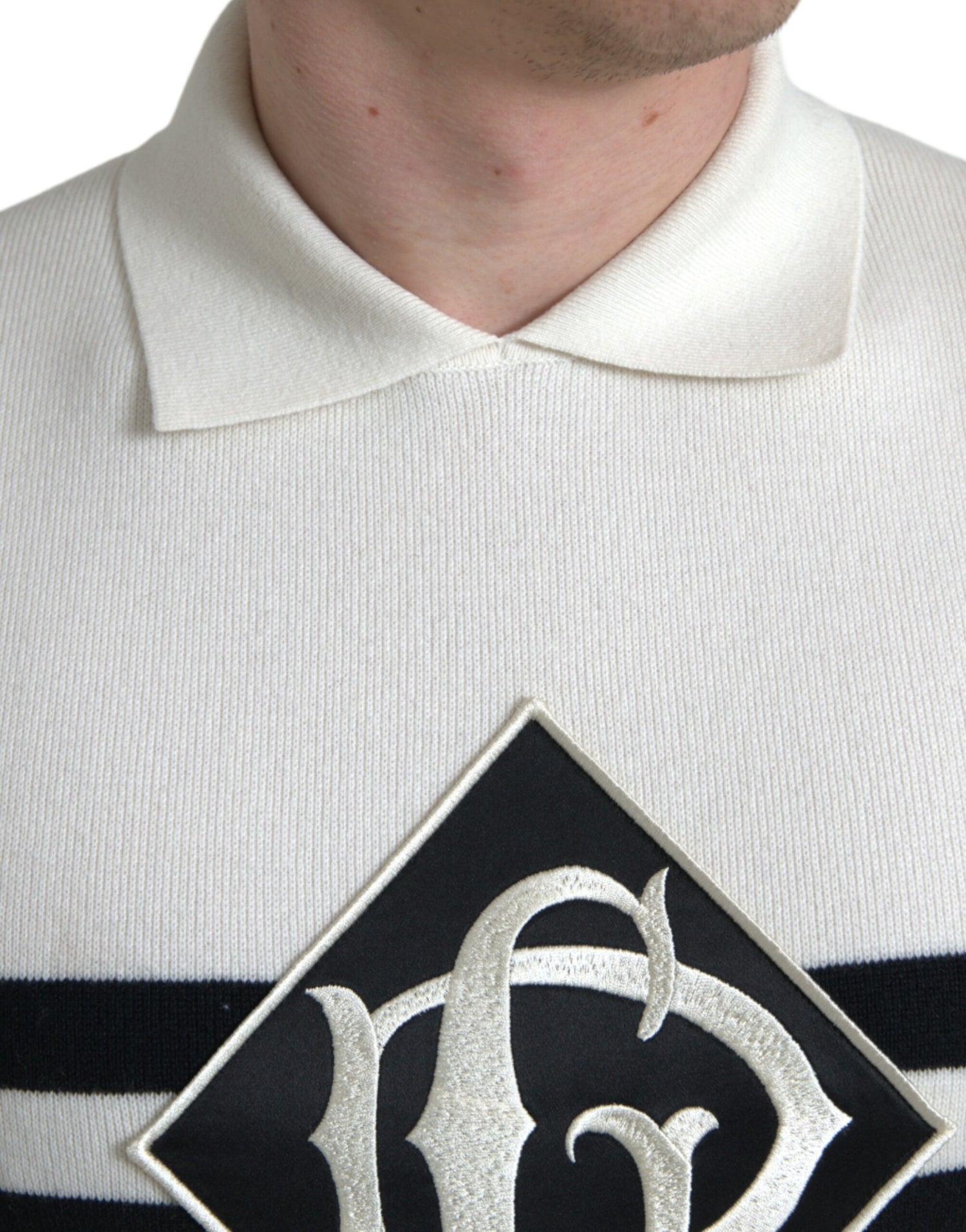 Dolce &amp;amp; Gabbana Vit DG Logotypkrage Henleyskjorta T-shirt