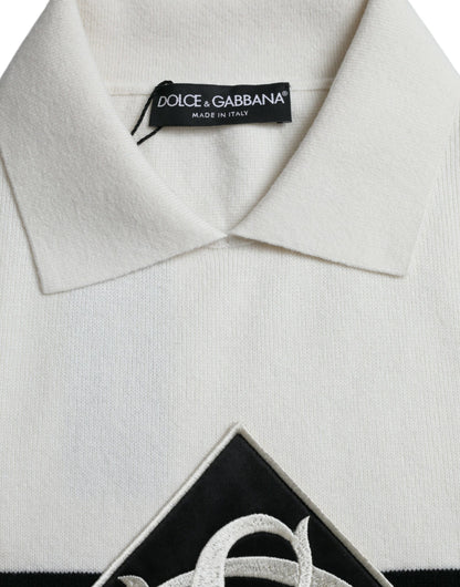 Dolce &amp;amp; Gabbana Vit DG Logotypkrage Henleyskjorta T-shirt