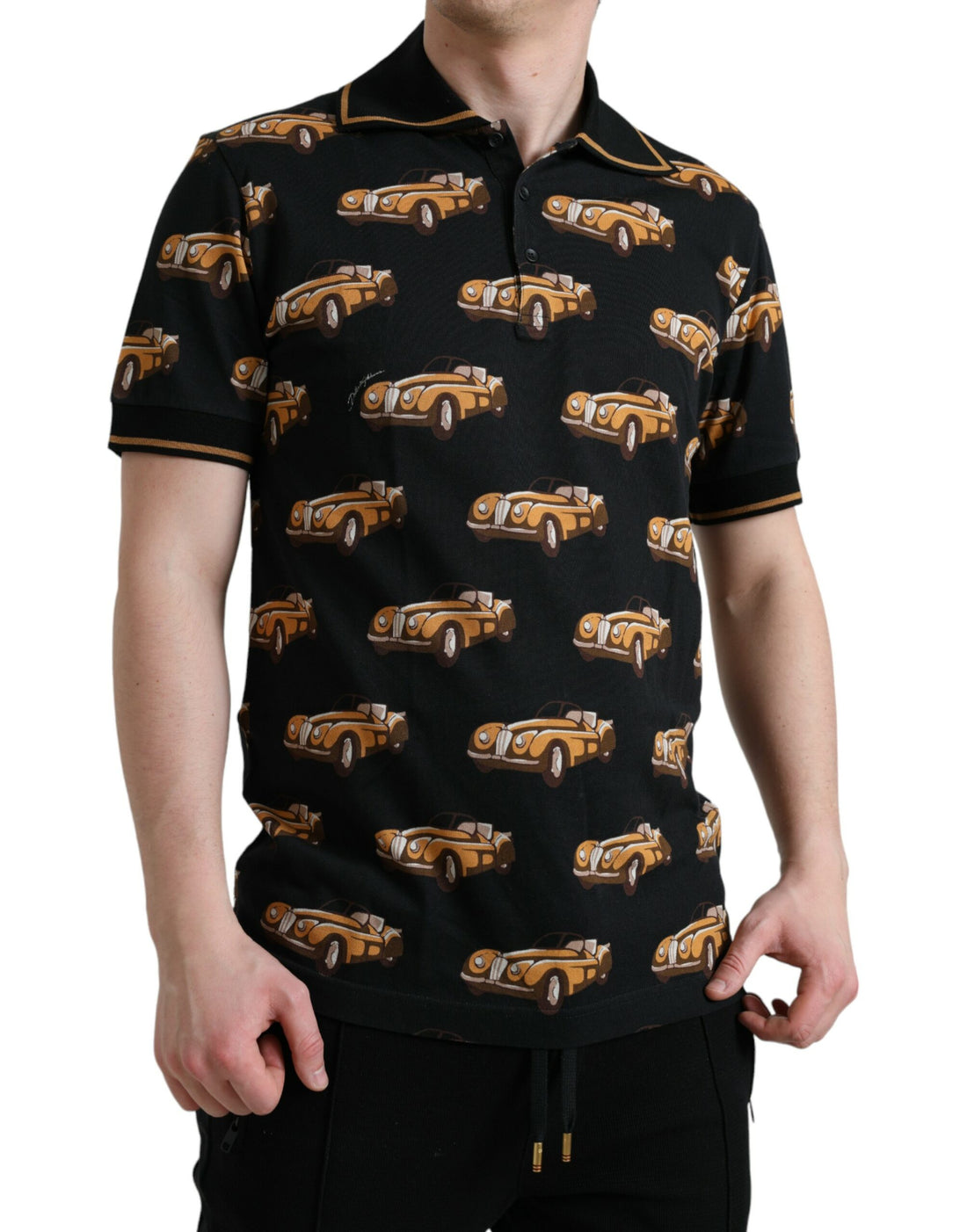 Dolce &amp;amp; Gabbana svart biltryck kortärmad pikétröja