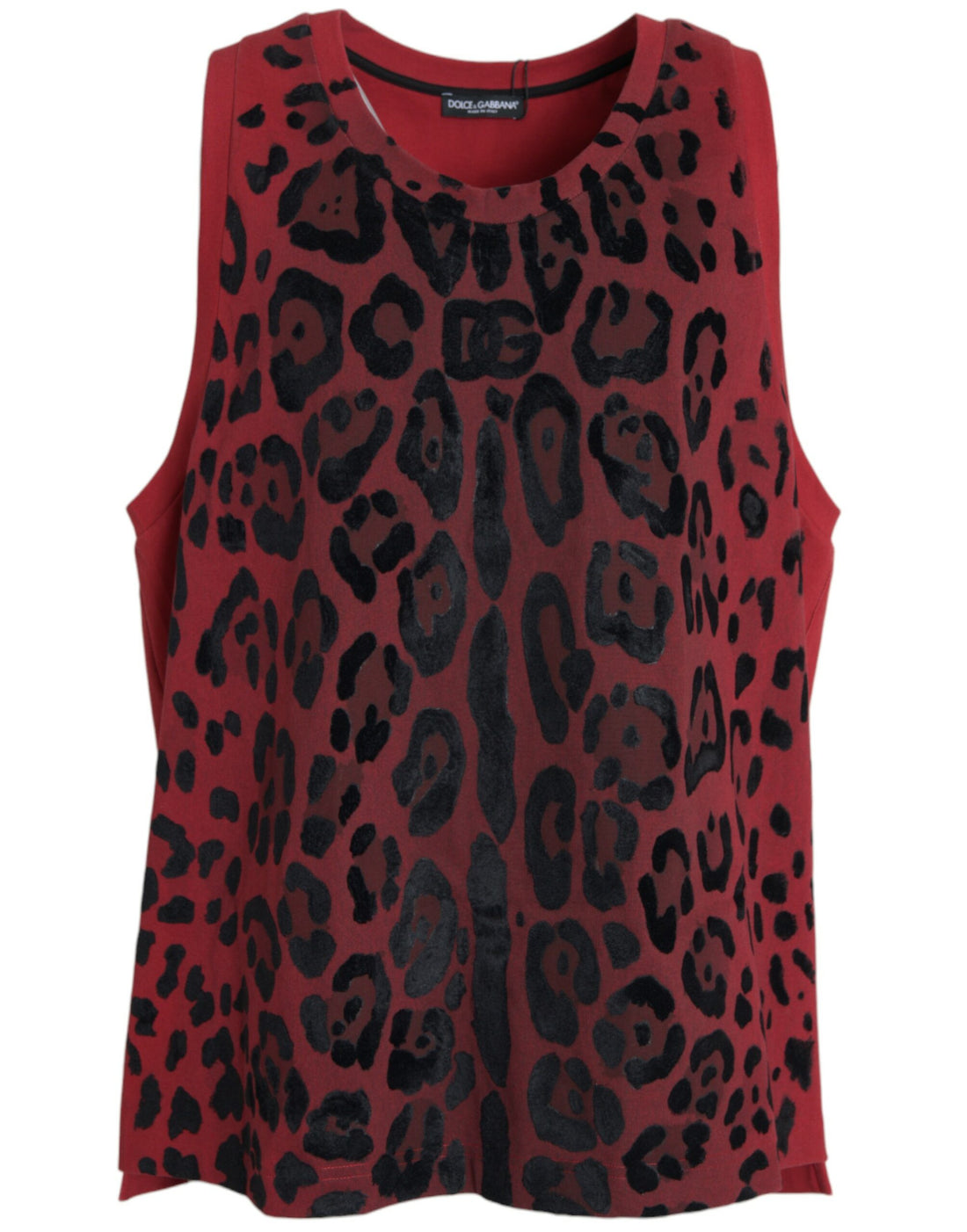 Dolce &amp;amp; Gabbana Röd Leopardmönstrad Ärmlös Linne T-shirt