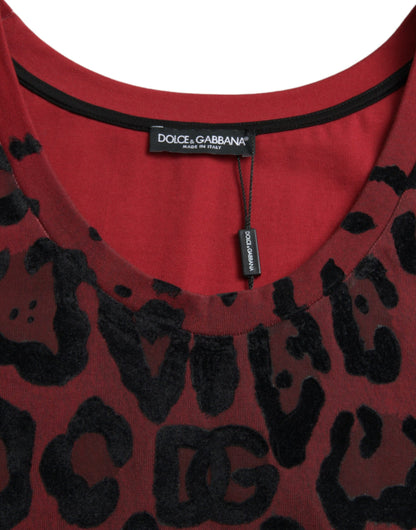 Dolce &amp;amp; Gabbana Röd Leopardmönstrad Ärmlös Linne T-shirt