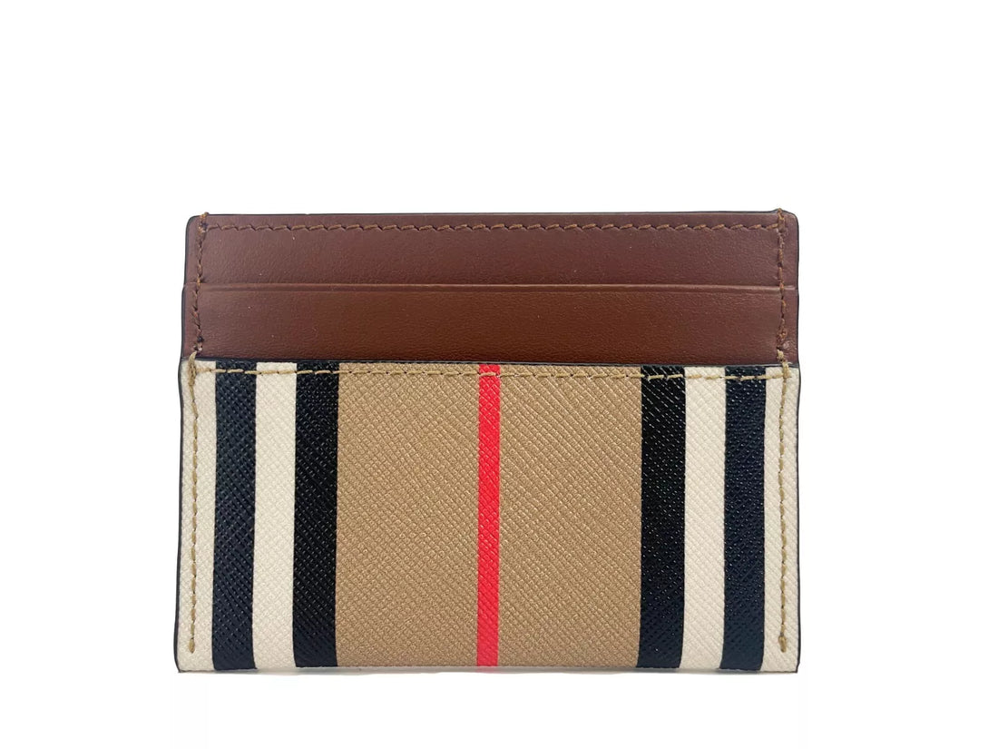 Burberry Sandon Brun Canvasrutig Läderplånbok med Smal Korthållare