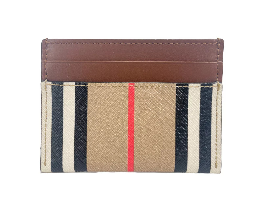 Burberry Sandon Brun Canvasrutig Läderplånbok med Smal Korthållare