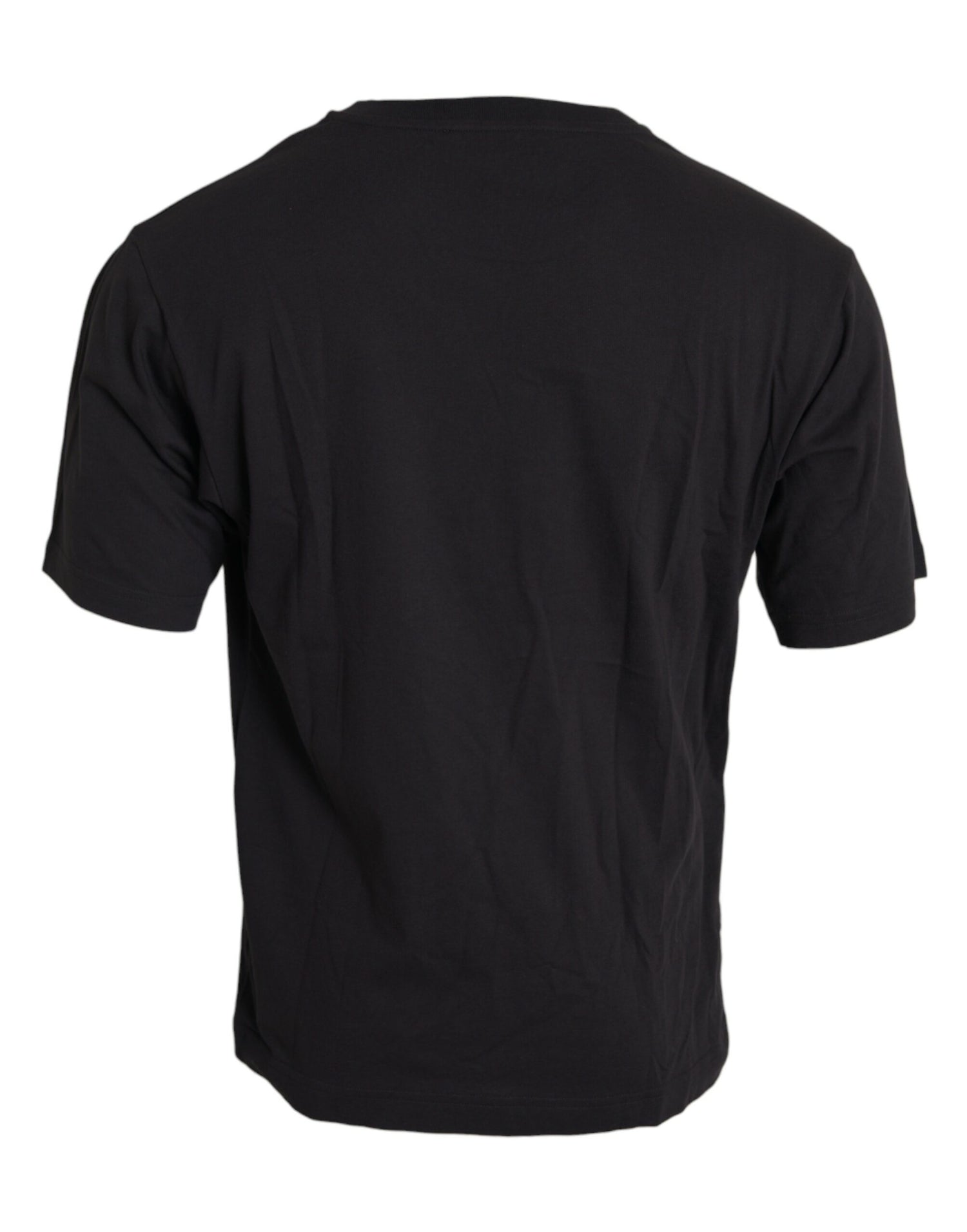 Dolce &amp;amp; Gabbana svart t-shirt med rund hals och tryck i bomull med fickor