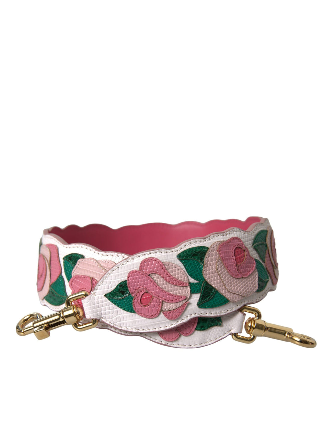 Dolce &amp;amp; Gabbana Vit Blommig Läder Axelrem