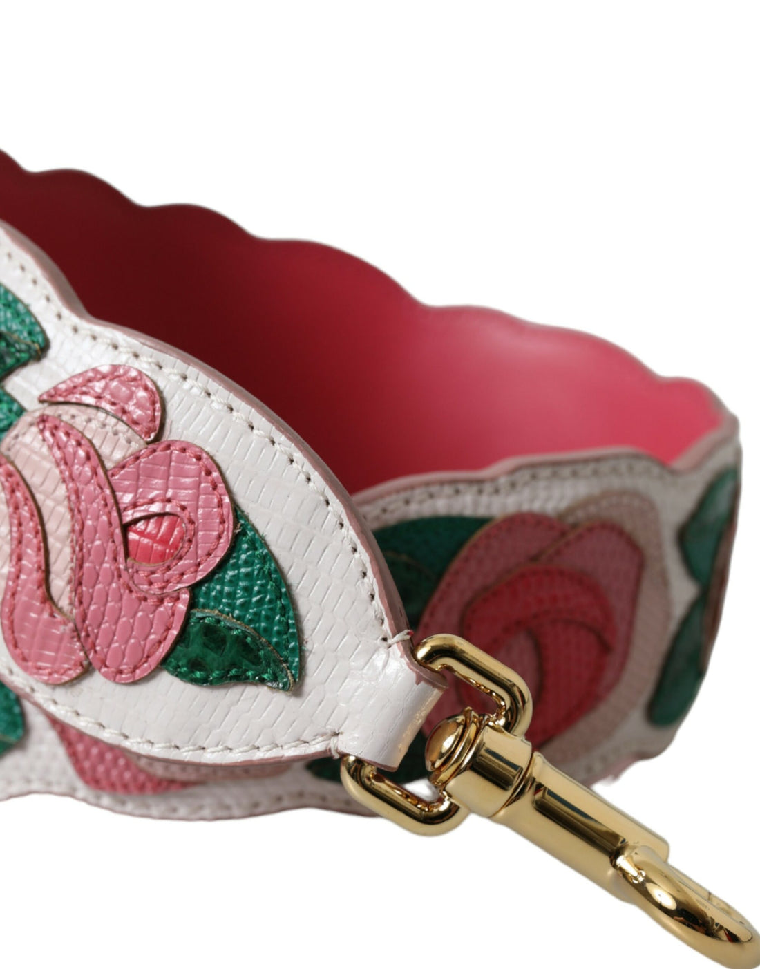 Dolce &amp;amp; Gabbana Vit Blommig Läder Axelrem