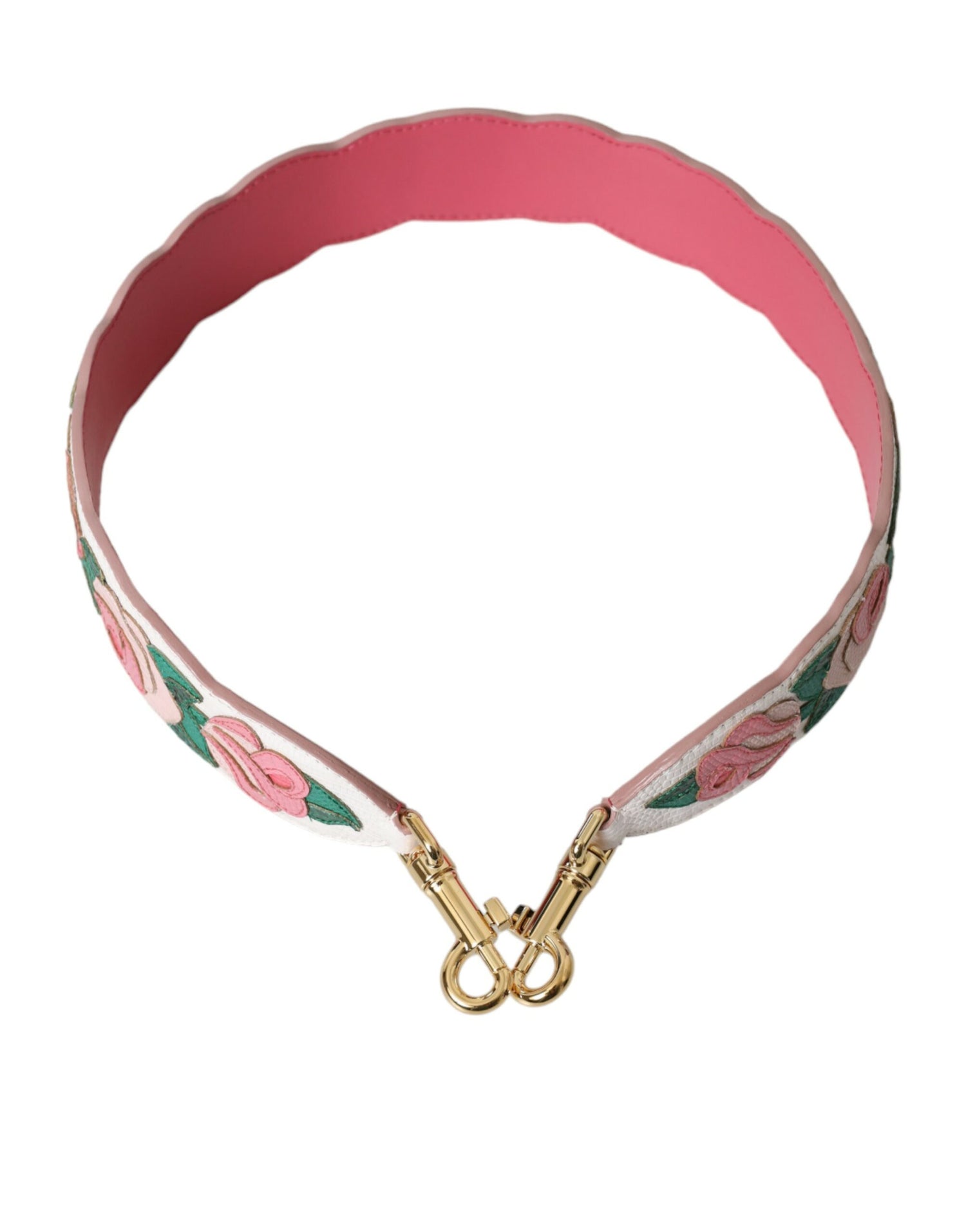 Dolce &amp;amp; Gabbana Vit Blommig Läder Axelrem