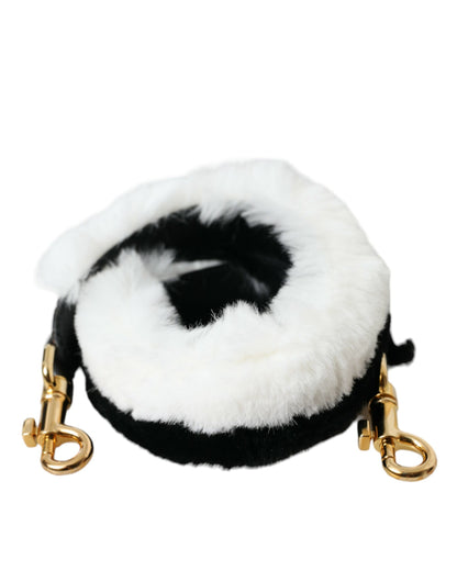 Dolce &amp;amp; Gabbana Svartvit Lapin Pälstillbehör Axelrem