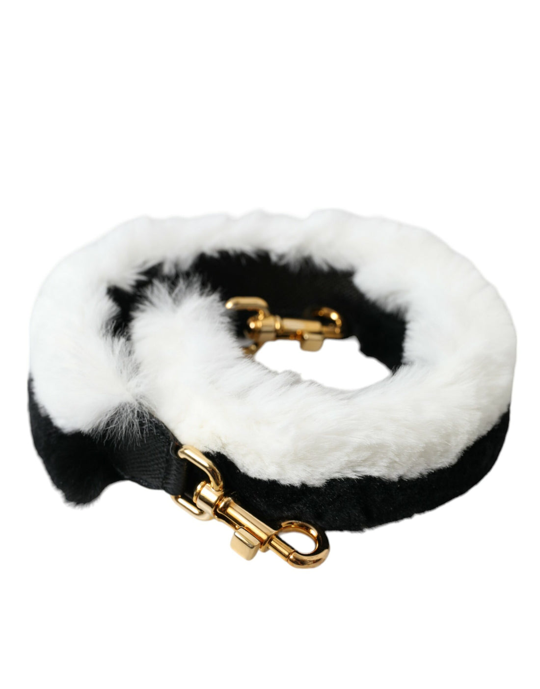 Dolce &amp;amp; Gabbana Svartvit Lapin Pälstillbehör Axelrem