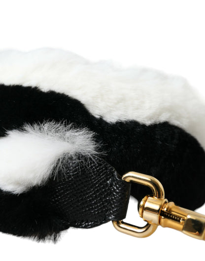 Dolce &amp;amp; Gabbana Svartvit Lapin Pälstillbehör Axelrem