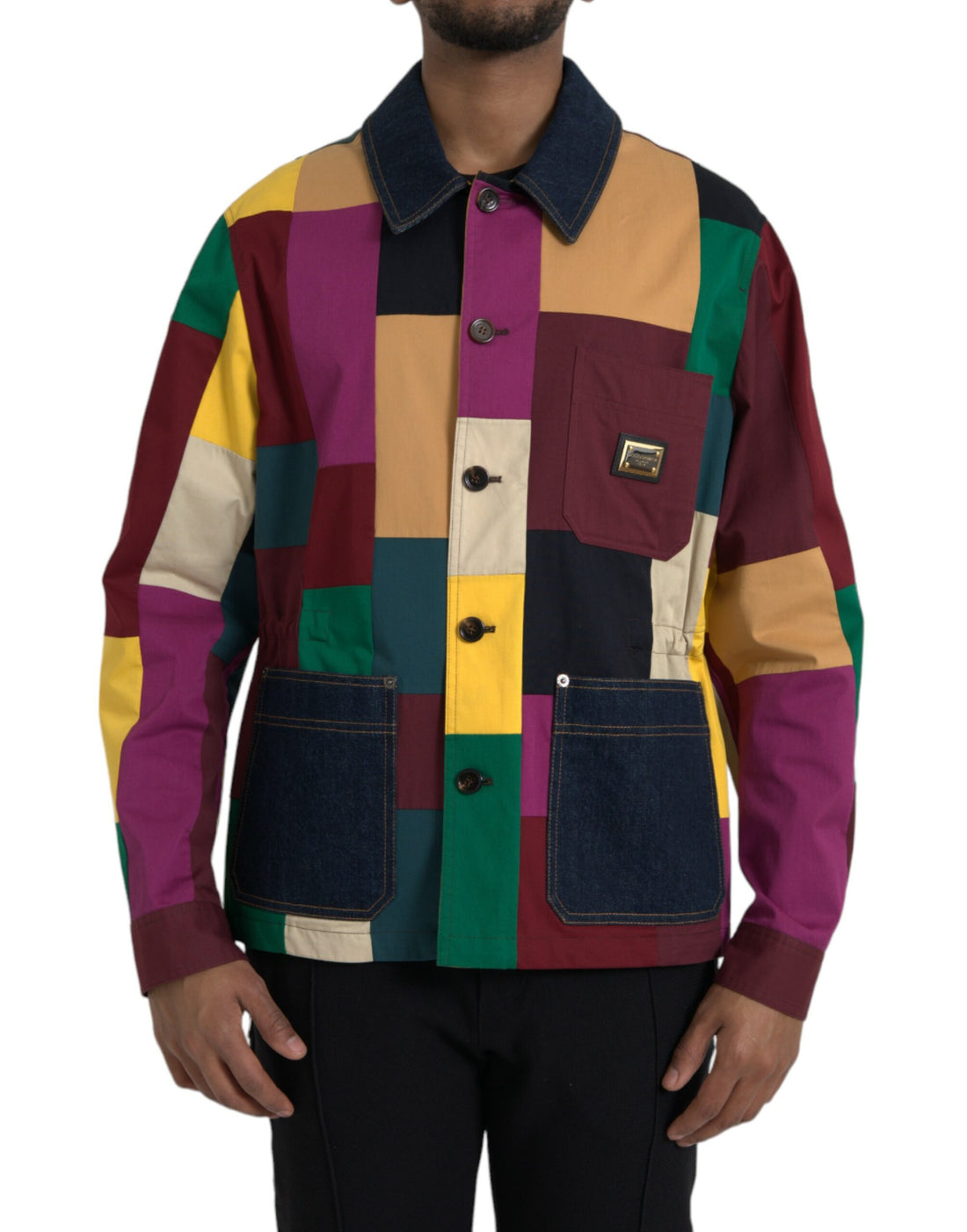 Dolce &amp;amp; Gabbana Flerfärgad Patchwork Bomullsjacka Med Krage