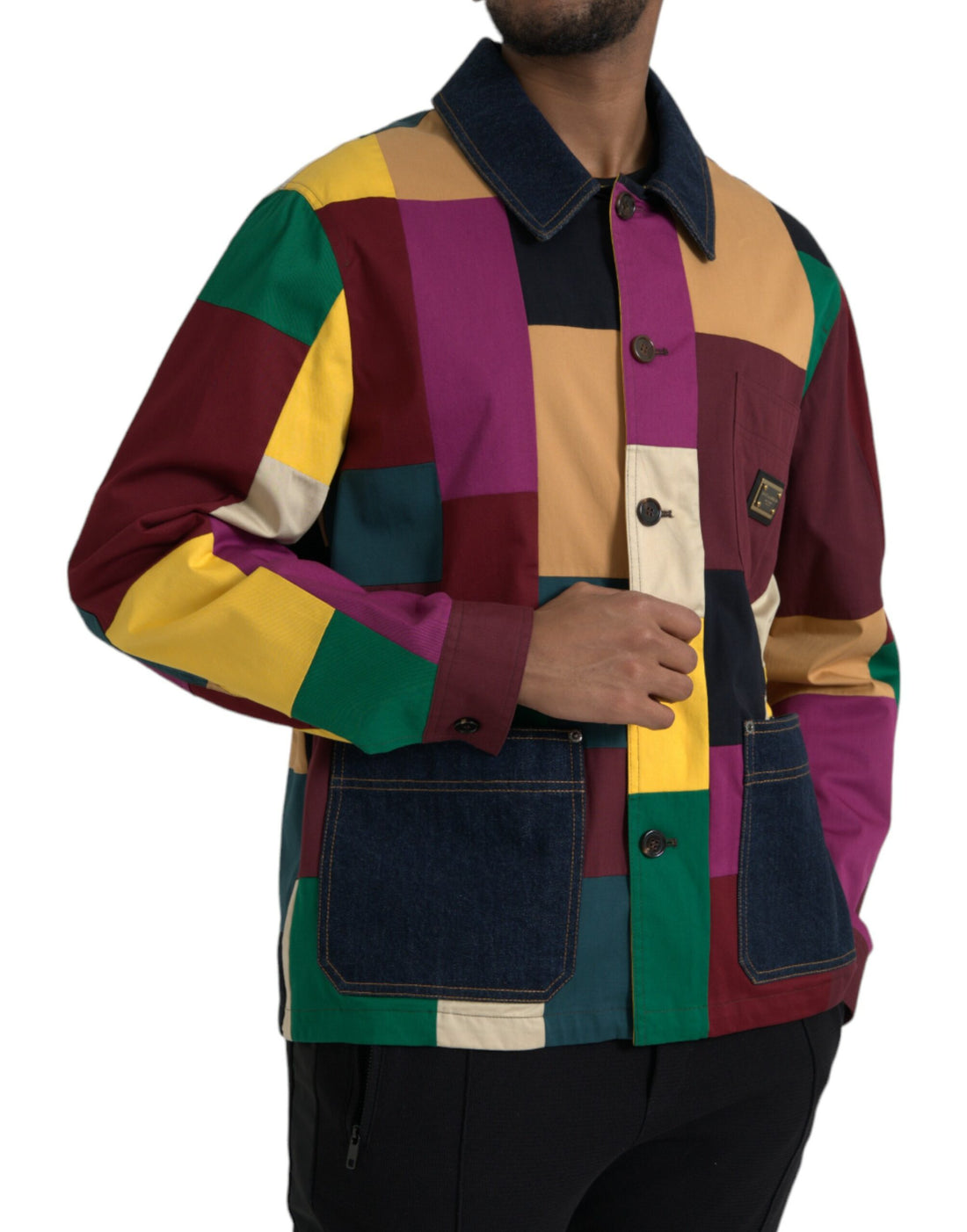 Dolce &amp;amp; Gabbana Flerfärgad Patchwork Bomullsjacka Med Krage