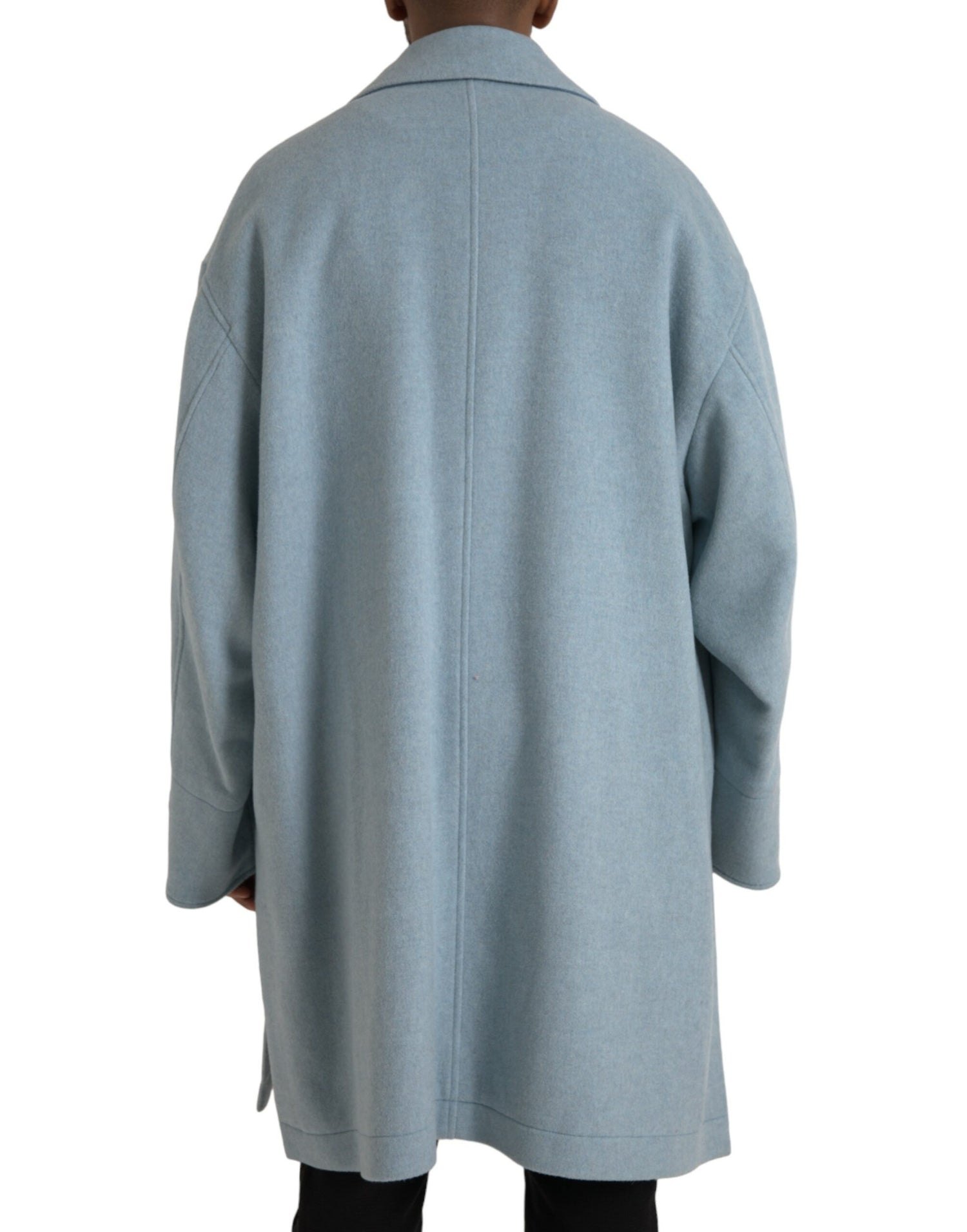 Dolce &amp;amp; Gabbana ljusblå ulltrenchcoat med knappar
