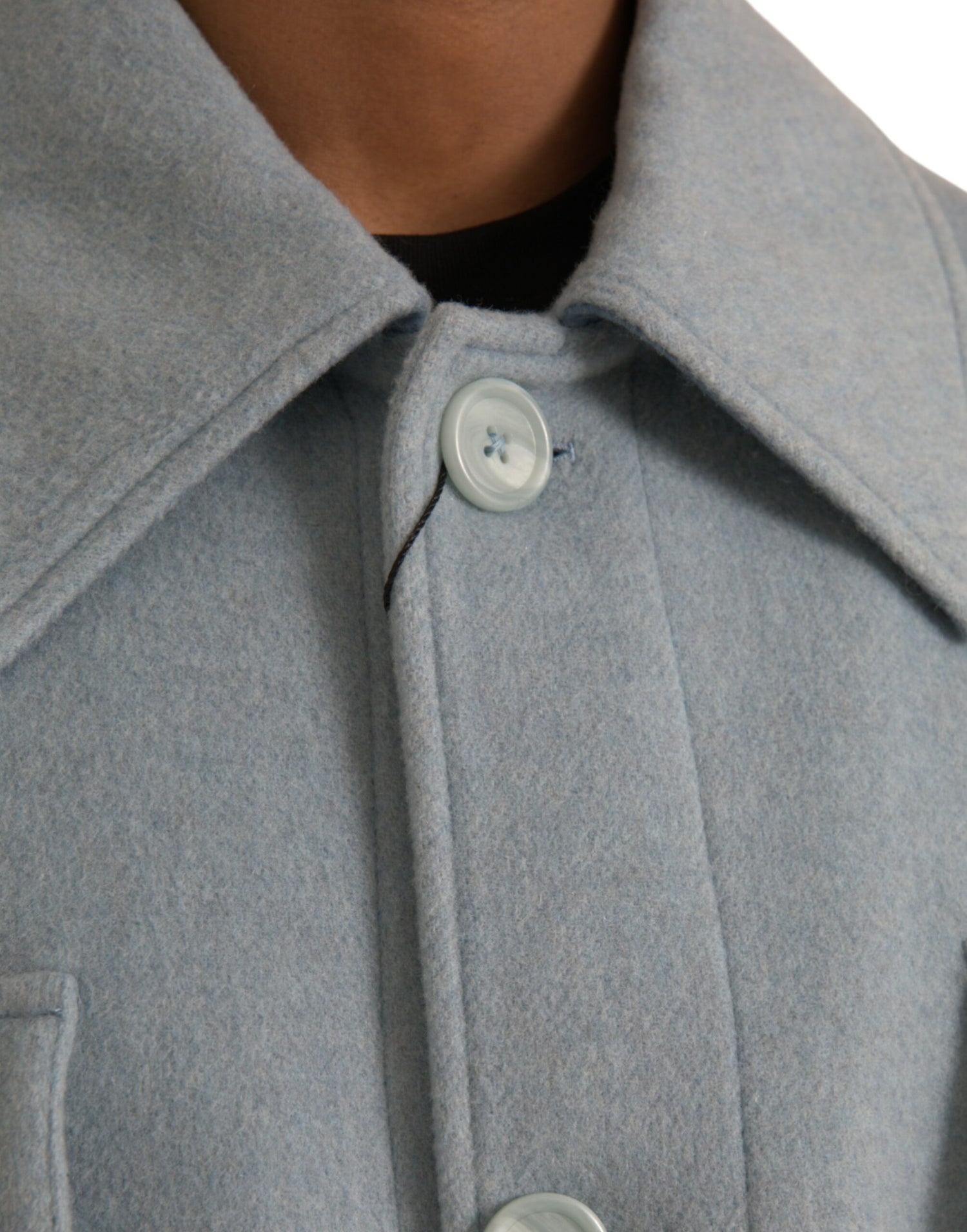 Dolce &amp;amp; Gabbana ljusblå ulltrenchcoat med knappar