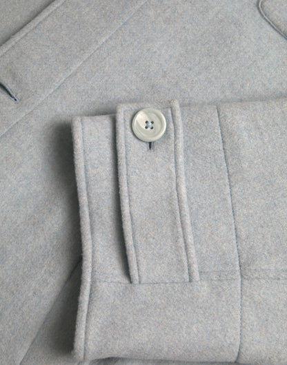 Dolce &amp;amp; Gabbana ljusblå ulltrenchcoat med knappar