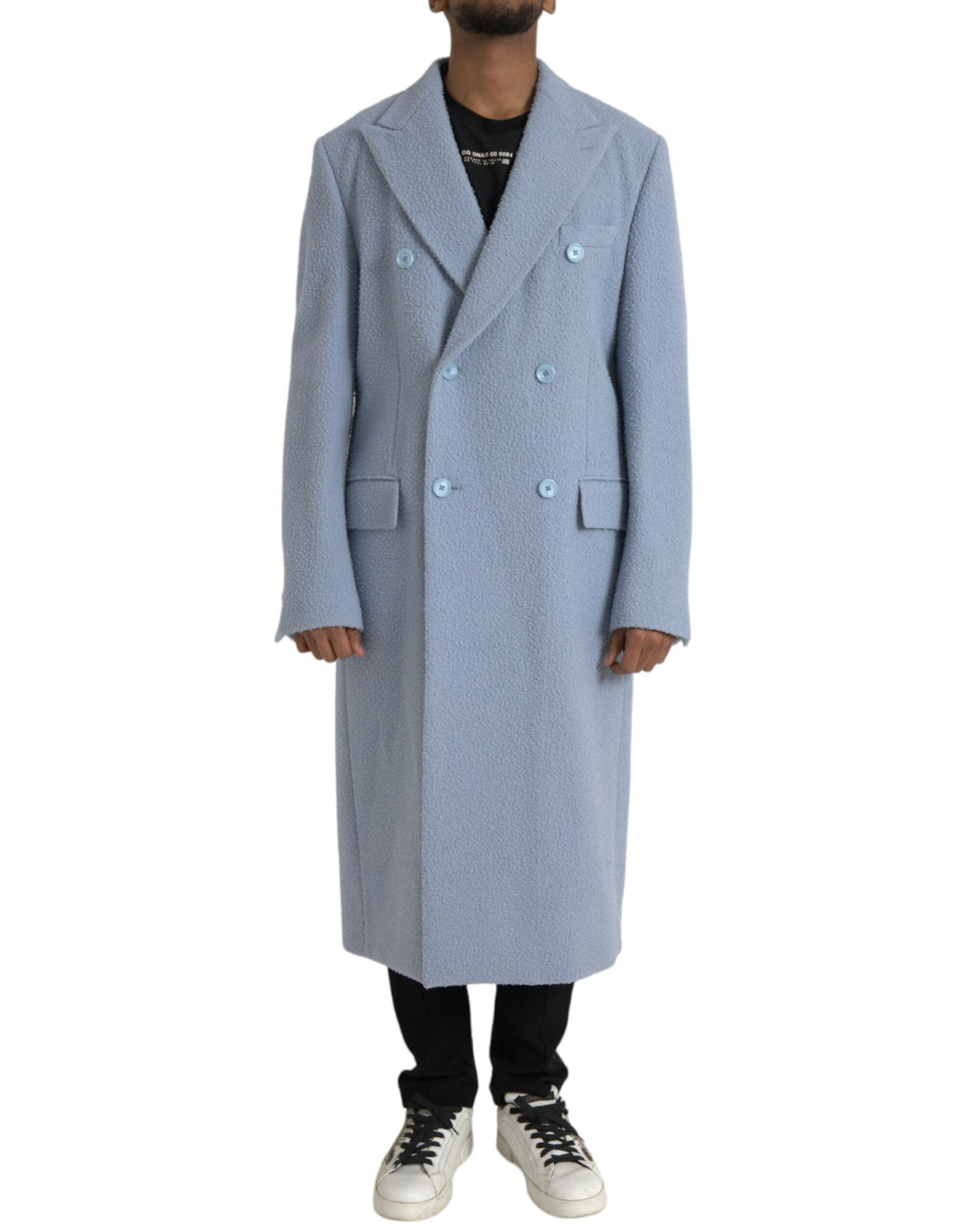 Dolce &amp;amp; Gabbana Blå Dubbelknäppt Lång Trenchcoatjacka