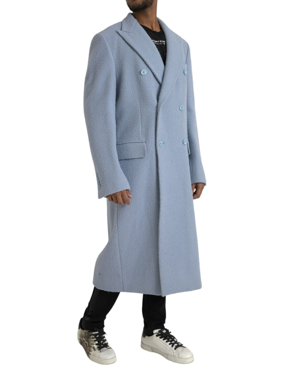 Dolce &amp;amp; Gabbana Blå Dubbelknäppt Lång Trenchcoatjacka