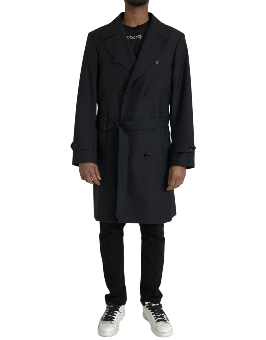 Dolce &amp;amp; Gabbana svart dubbelknäppt trenchcoatjacka