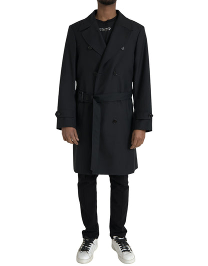 Dolce &amp;amp; Gabbana svart dubbelknäppt trenchcoatjacka