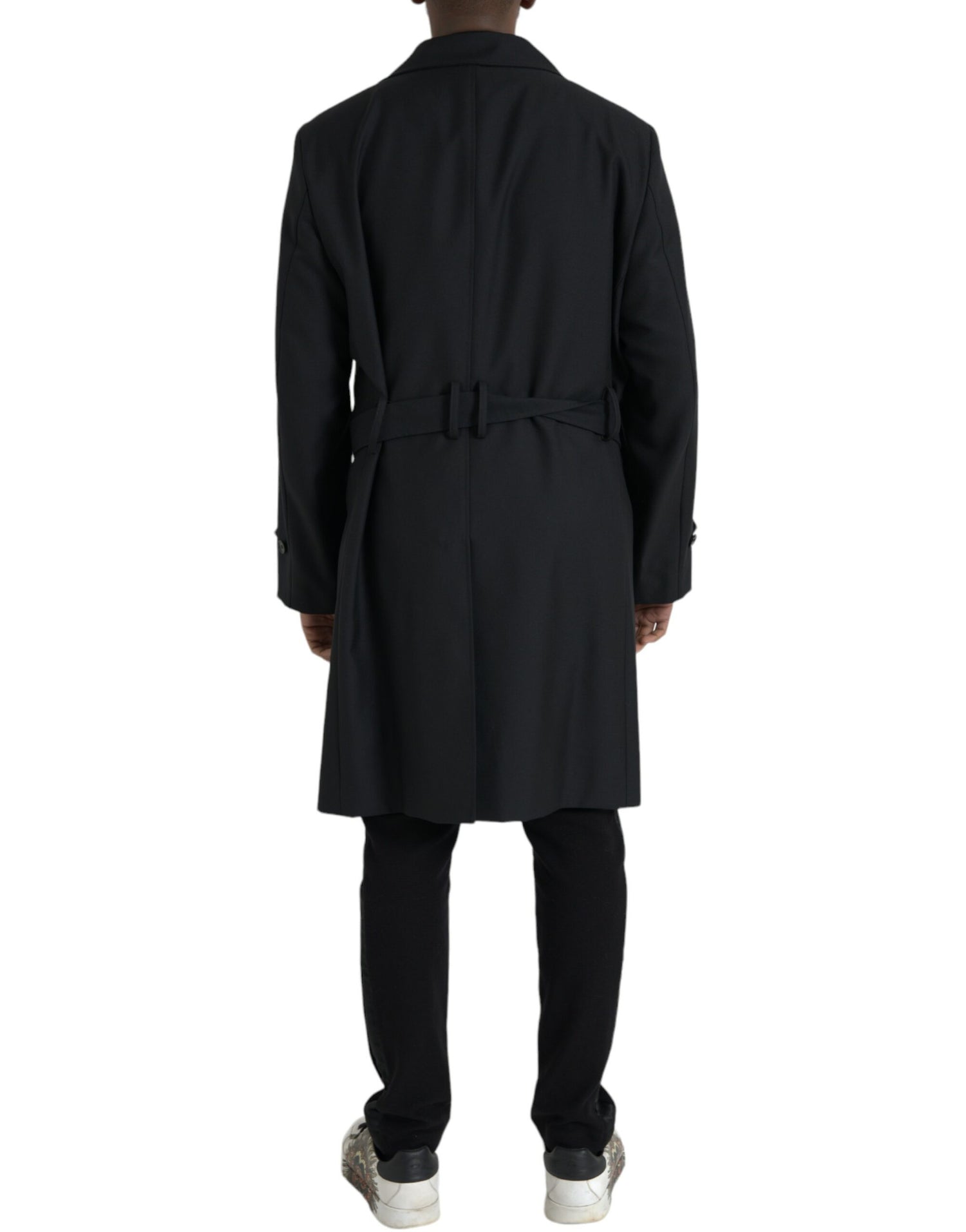 Dolce &amp;amp; Gabbana svart dubbelknäppt trenchcoatjacka