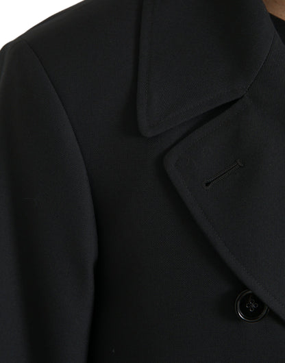 Dolce &amp;amp; Gabbana svart dubbelknäppt trenchcoatjacka