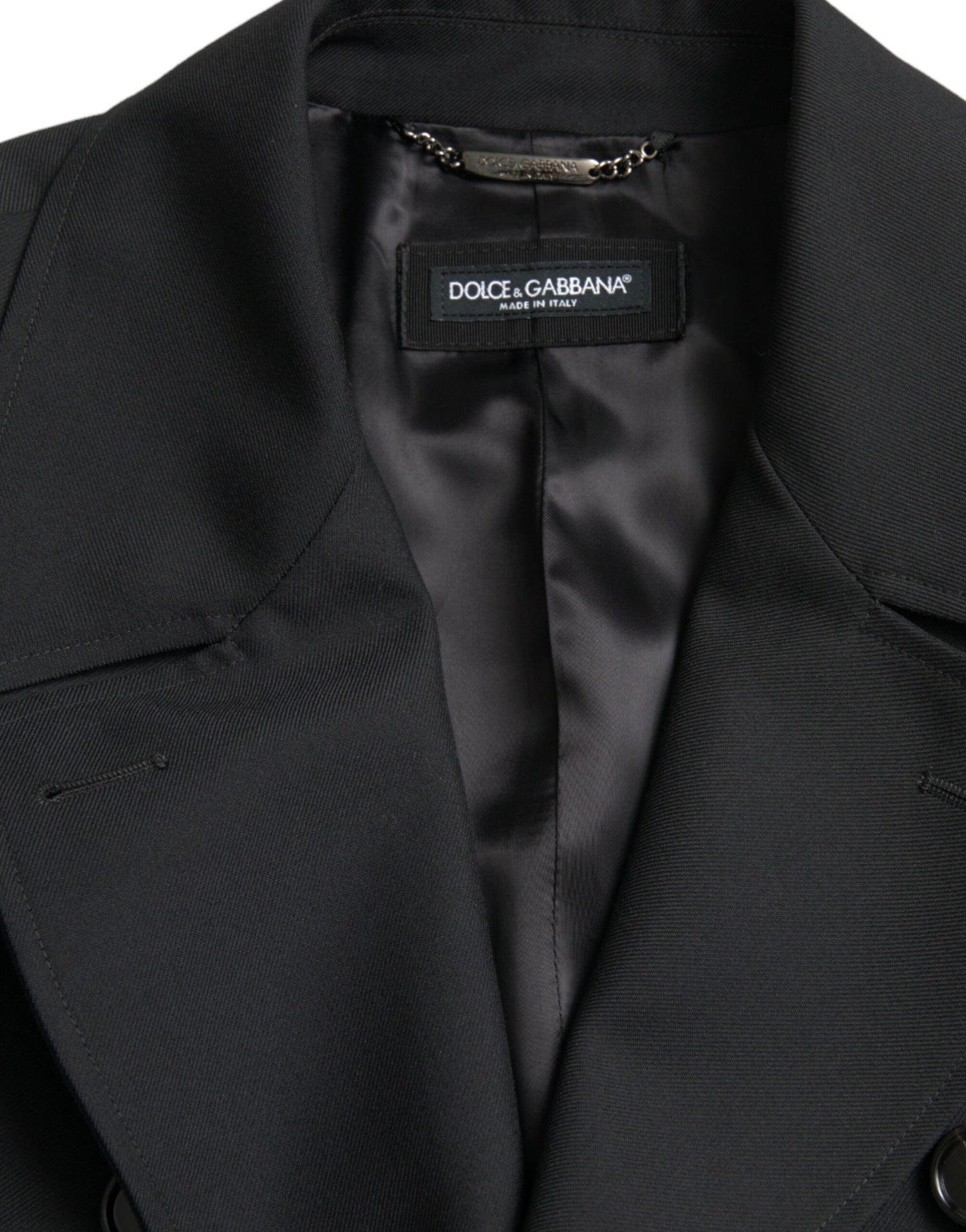Dolce &amp;amp; Gabbana svart dubbelknäppt trenchcoatjacka