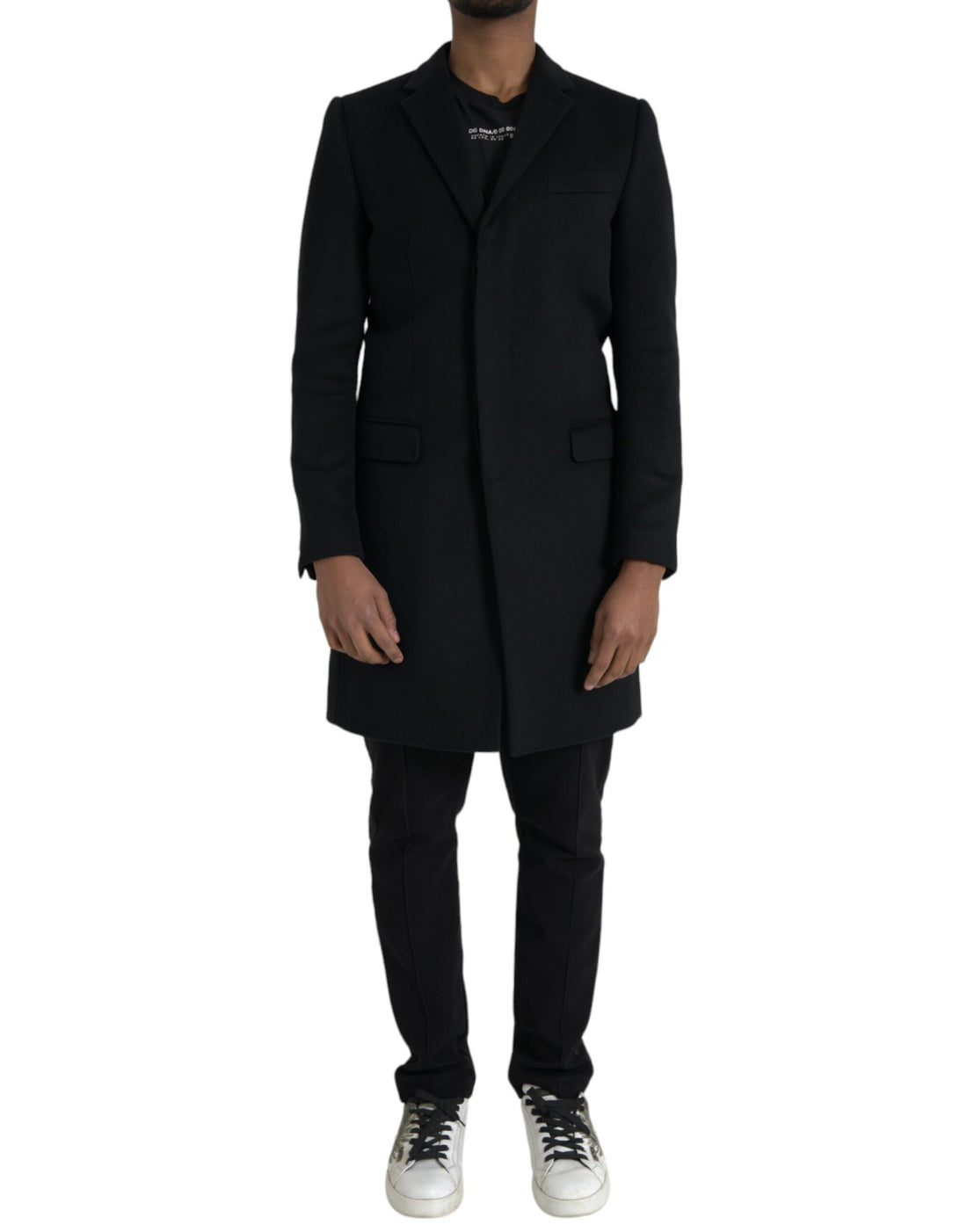 Dolce &amp;amp; Gabbana svart enkelknäppt trenchcoatjacka