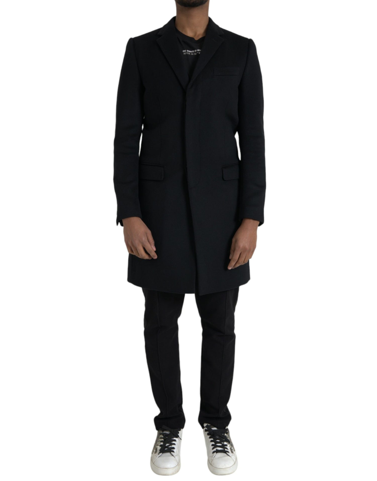 Dolce &amp;amp; Gabbana svart enkelknäppt trenchcoatjacka