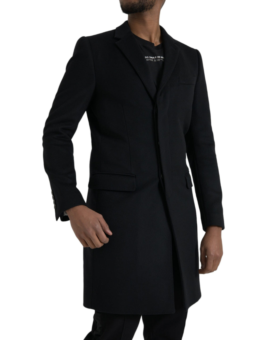 Dolce &amp;amp; Gabbana svart enkelknäppt trenchcoatjacka