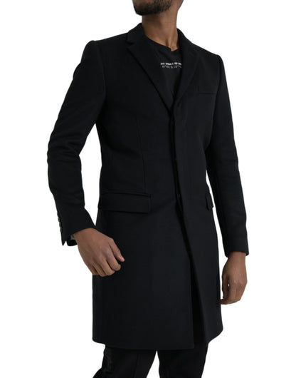 Dolce &amp;amp; Gabbana svart enkelknäppt trenchcoatjacka