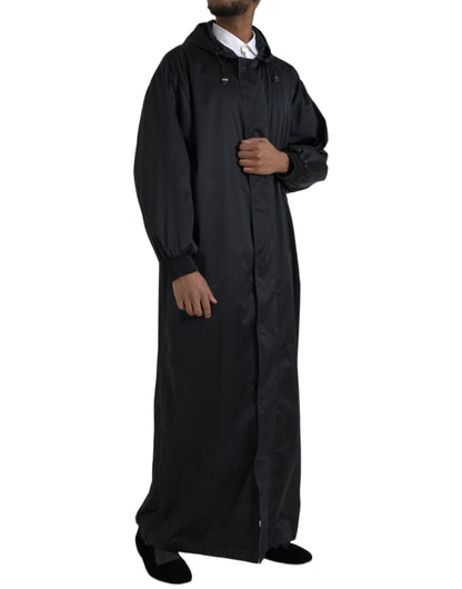 Dolce &amp;amp; Gabbana Svart Polyester Huvad Lång Vindjacka