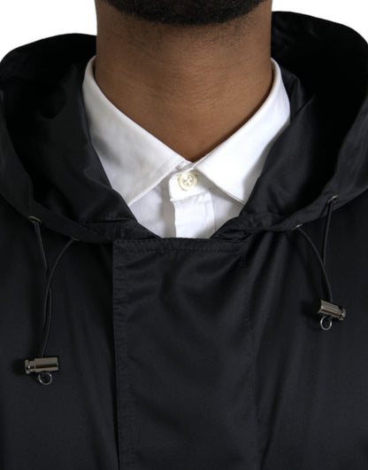 Dolce &amp;amp; Gabbana Svart Polyester Huvad Lång Vindjacka