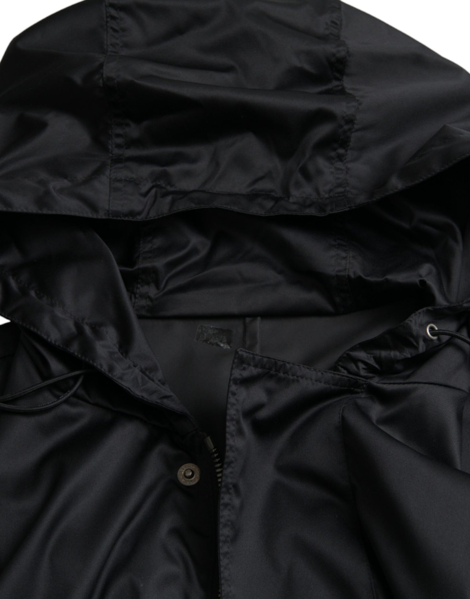 Dolce &amp;amp; Gabbana Svart Polyester Huvad Lång Vindjacka