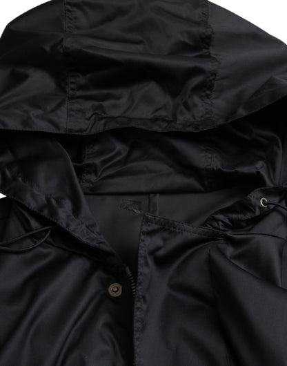 Dolce &amp;amp; Gabbana Svart Polyester Huvad Lång Vindjacka
