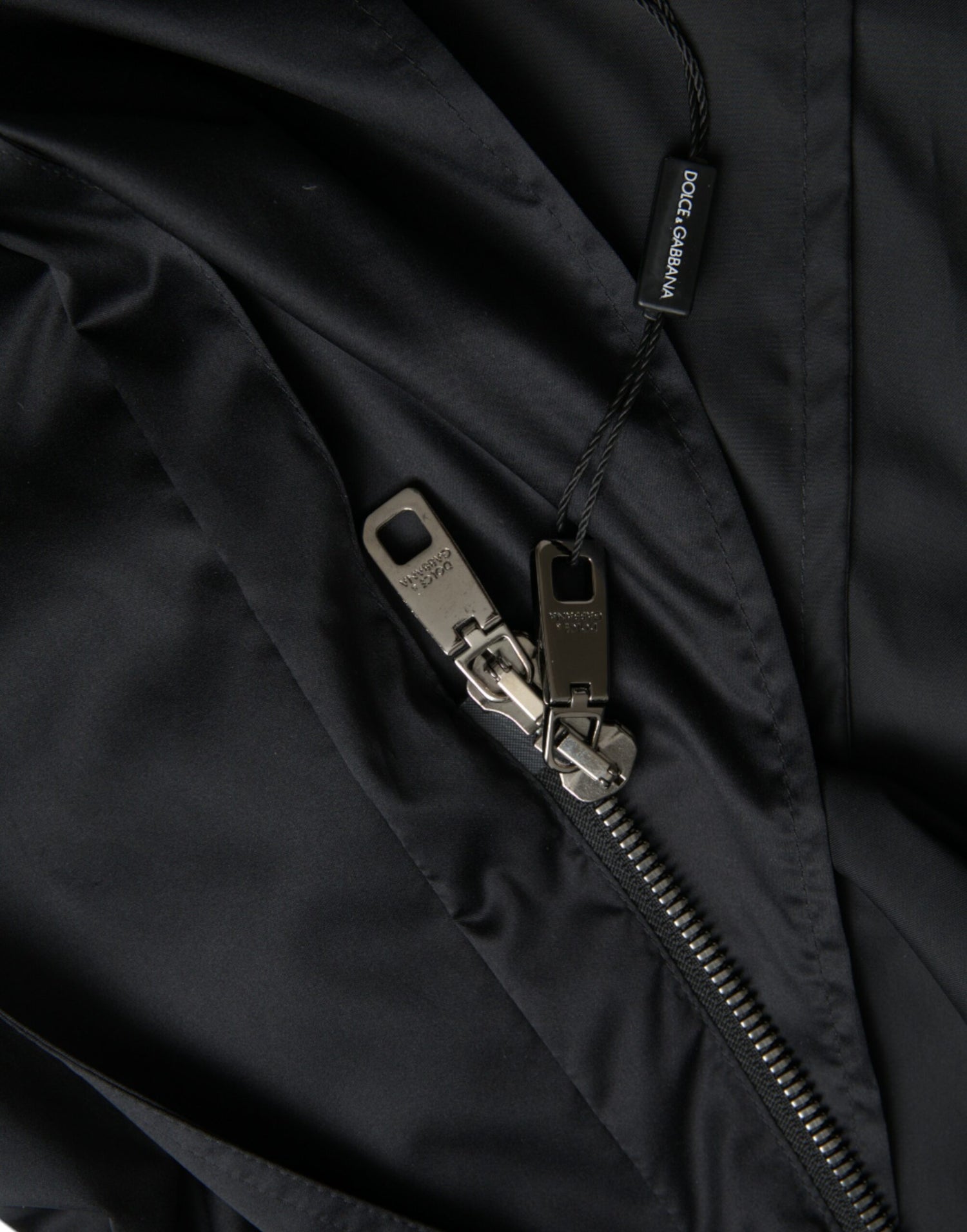 Dolce &amp;amp; Gabbana Svart Polyester Huvad Lång Vindjacka