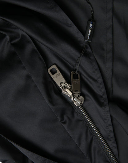 Dolce &amp;amp; Gabbana Svart Polyester Huvad Lång Vindjacka