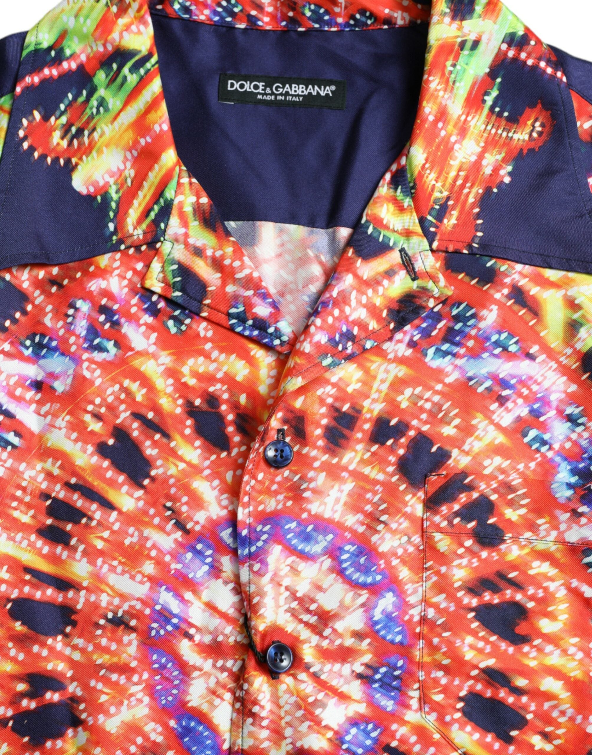 Dolce &amp;amp; Gabbana Multicolor Luminarie Silk Casual Shirt