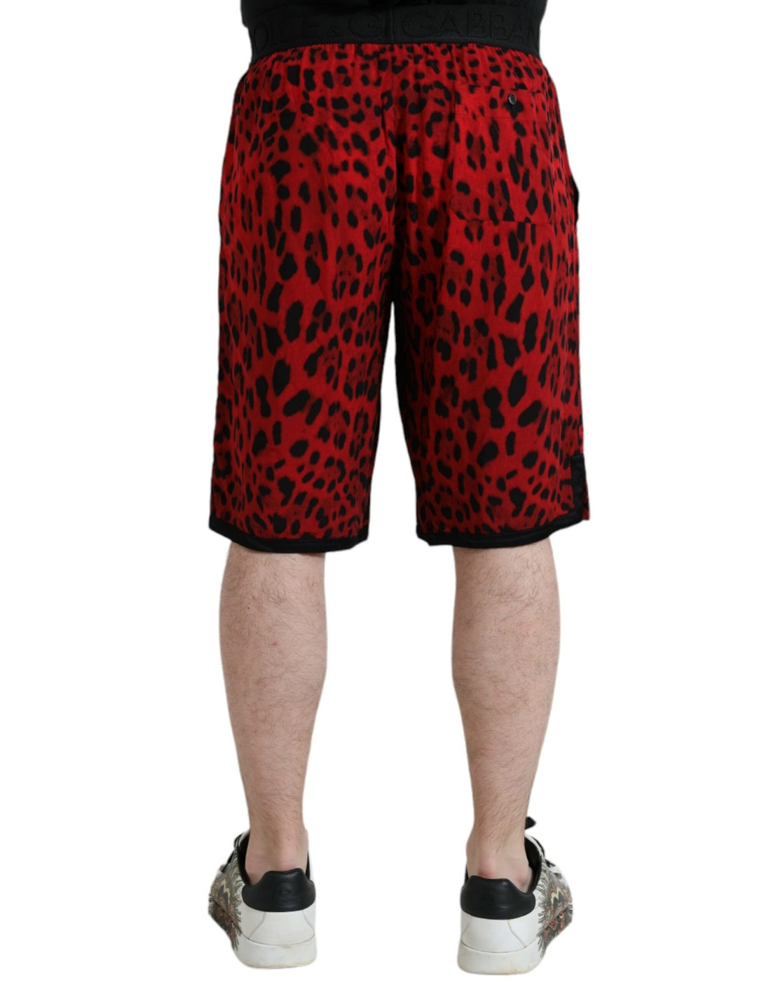 Dolce &amp;amp; Gabbana Röda Leopardmönstrade Viskos Bermudashorts