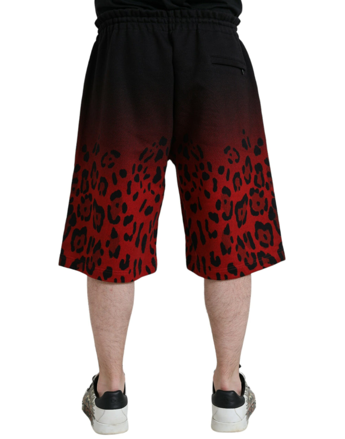 Dolce &amp;amp; Gabbana Röda Leopardmönstrade Bomullsbermudashorts