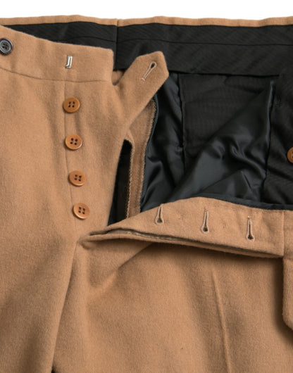 Prada Beige Kashmir Herr Rak Passform Dressbyxor