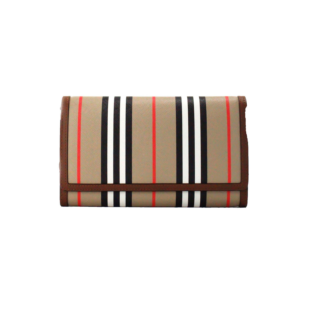 Burberry Hannah Icon Stripe Archive Brun E-Canvas Läderplånbok Axelväska
