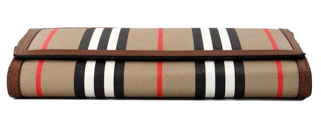 Burberry Hannah Icon Stripe Archive Brun E-Canvas Läderplånbok Axelväska